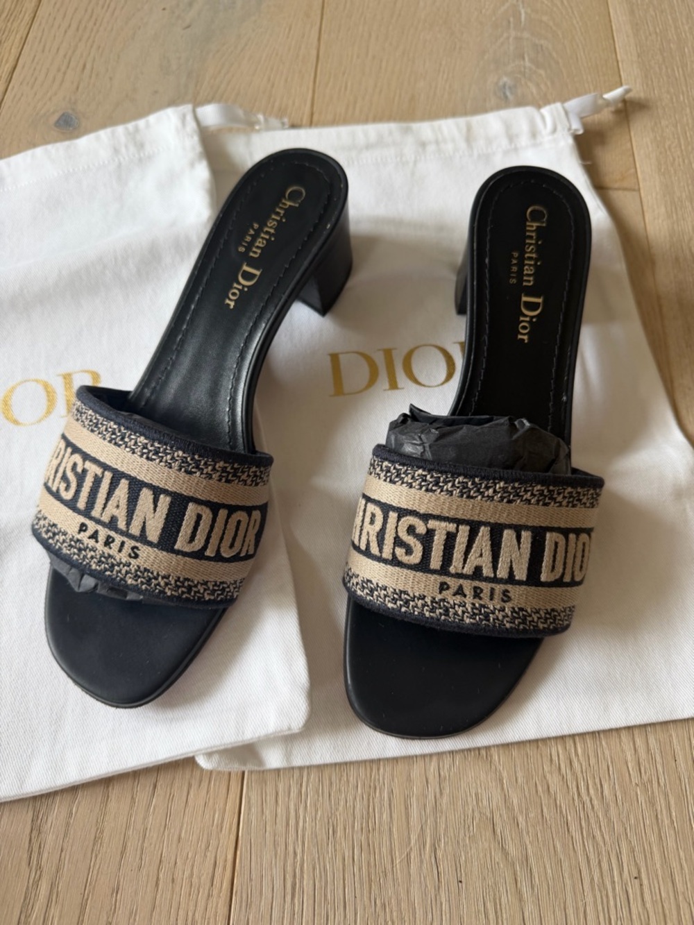 Christian Dior Deep Blue Dway Mules heeled 37.5 EU 100 % Authentic - Picture 10 of 16